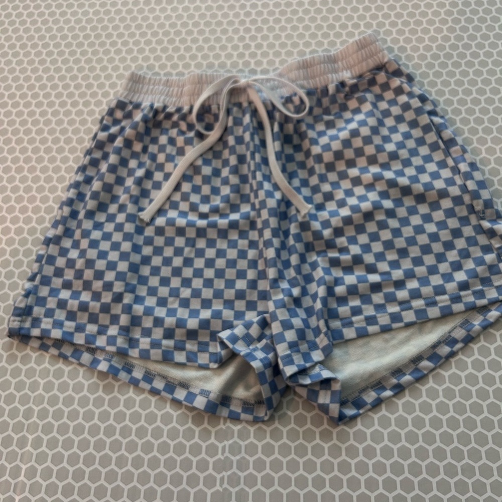 Blue Checkered Sweatshirt & Shorts Womens Set
Size S - Picture 3 of 6
